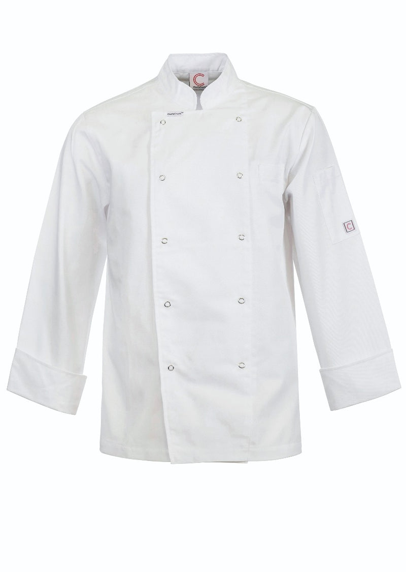 EXEC CHEF JACKET LONG SLEEVE LIGHT WEIGHT WITH STUDS