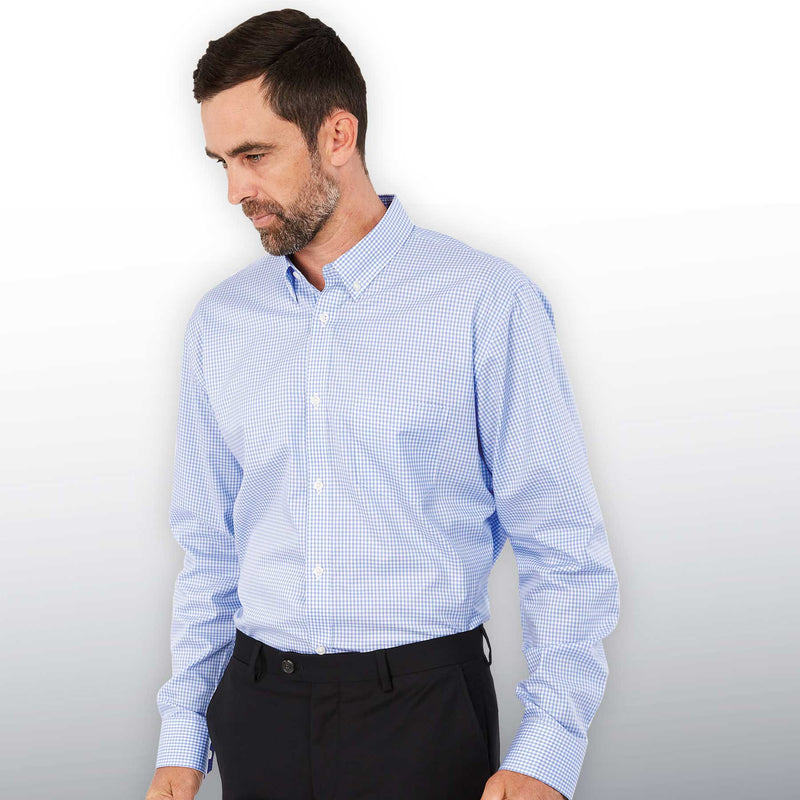Barkers Hudson Check Shirt – Mens S / Sky Blue/White