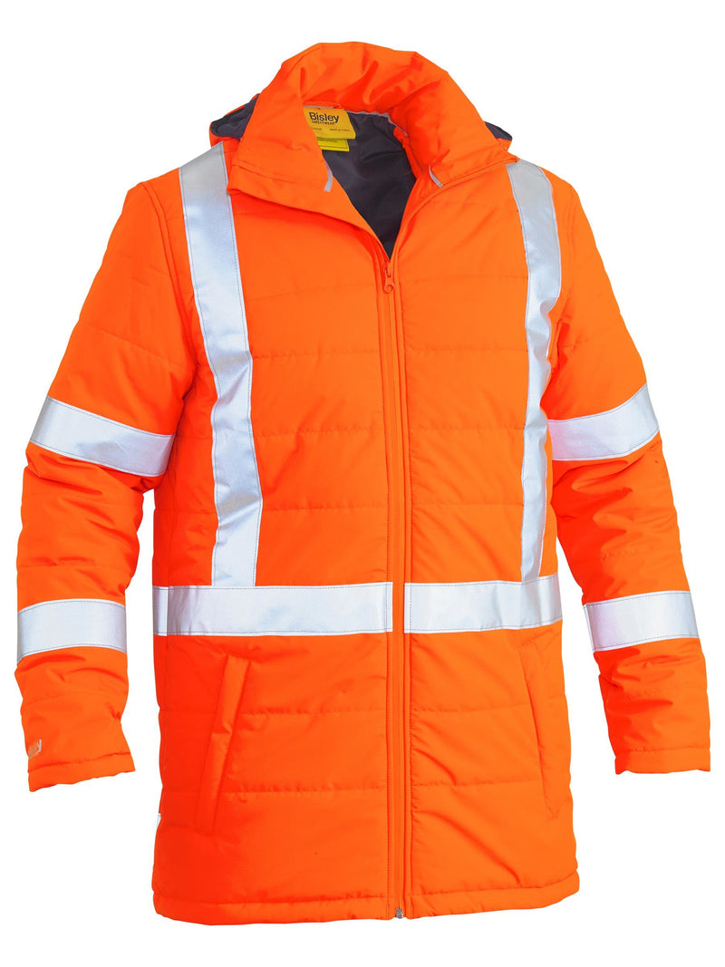 Taped Hi Vis Puffer Jacket with X Back