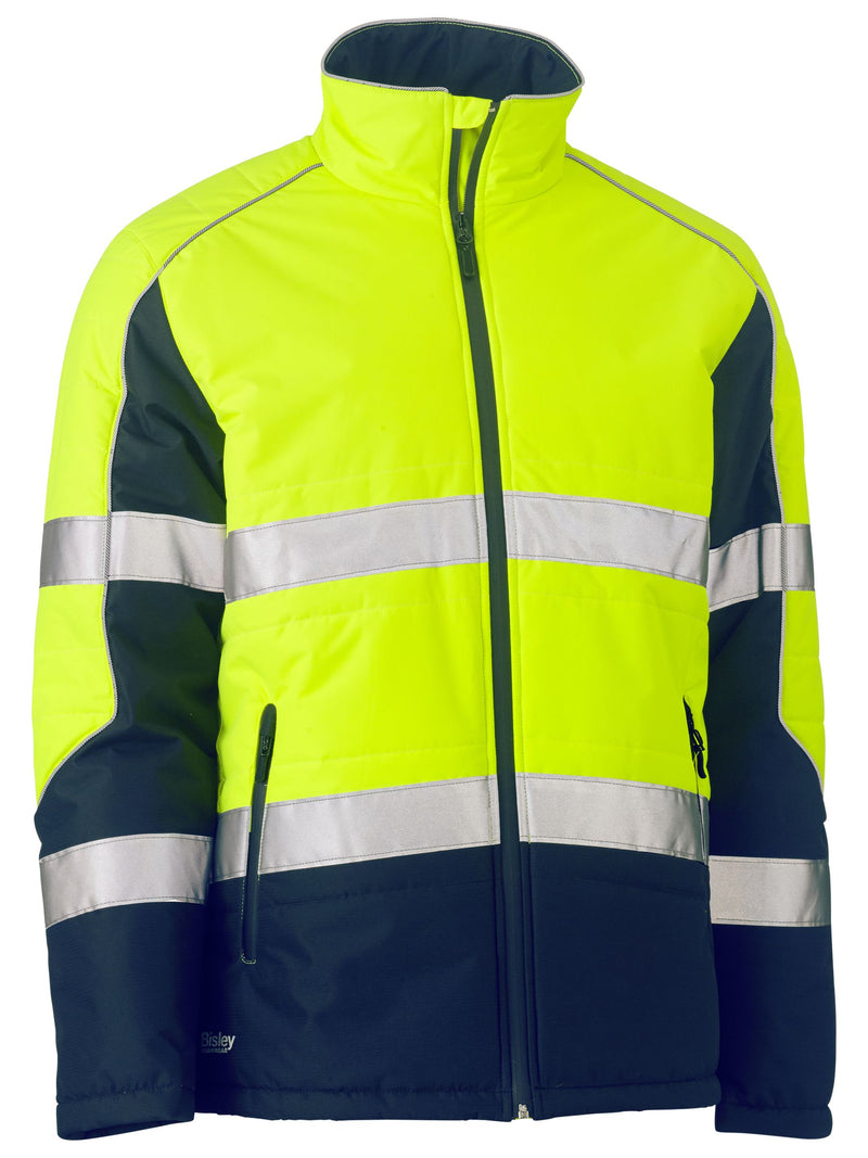 Taped Hi Vis Puffer Jacket with Stand Collar