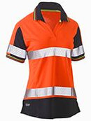 Women's Taped Two Tone Hi Vis V-Neck Polo BKL1225T