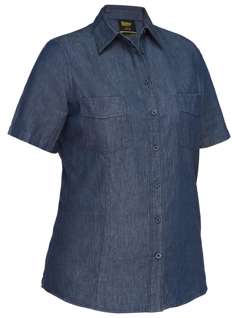 Womens Short Sleeve Denim Work Shirt