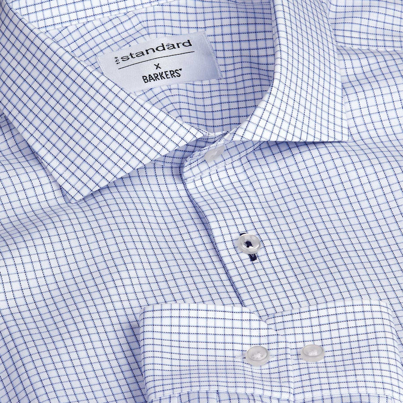 Barkers Lyndhurst Check Shirt – Mens S / White/Blue
