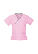 Ladies Contrast Crossover Scrubs Top H10722