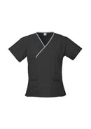 Ladies Contrast Crossover Scrubs Top H10722