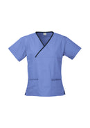 Ladies Contrast Crossover Scrubs Top H10722
