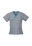 Ladies Contrast Crossover Scrubs Top H10722
