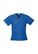 Ladies Contrast Crossover Scrubs Top H10722