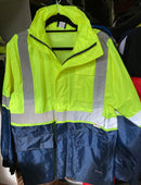 Jackeroo Hi Vis Rain Jacket  Yellow/Navy Size M Stock Clearance