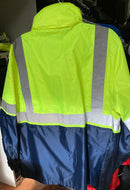 Jackeroo Hi Vis Rain Jacket  Yellow/Navy Size M Stock Clearance