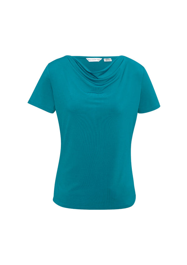 Ladies Ava Drape Knit Top K625LS Teal Size 16 Stock Clearance