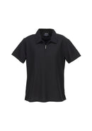 Ladies Micro Waffle Polo P3325 Black Stock Clearance