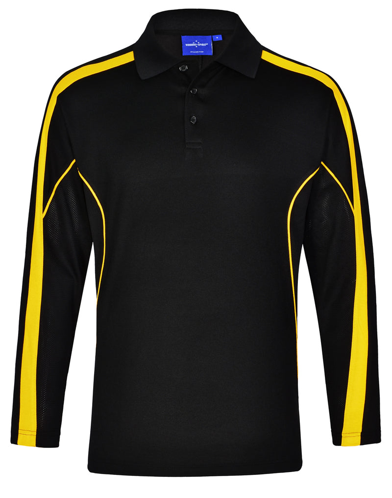 PS69 LEGEND PLUS Men's Long Sleeve Polo Black/Gold Size L Stock Clearance