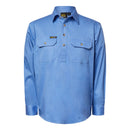 LIGHTWEIGHT LONG SLEEVE HALF PLACKET COTTON DRILL SHIRT WITH CONTRAST BUTTONS WS3029