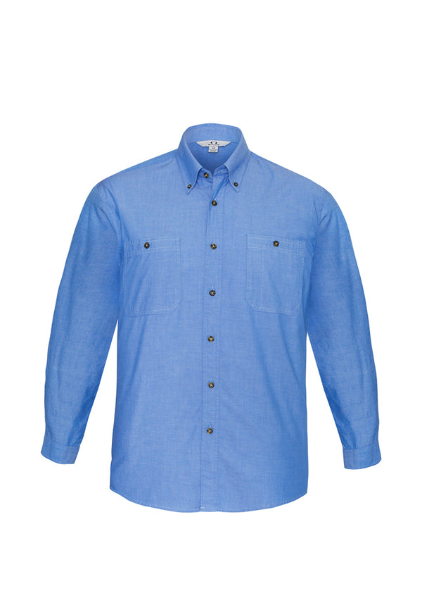 Mens Wrinkle Free Chambray Long Sleeve Shirt SH112