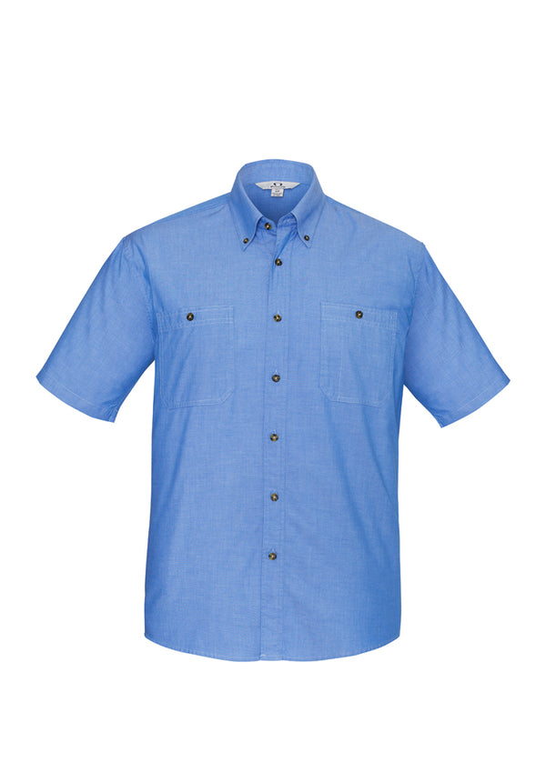 Mens Wrinkle Free Chambray Short Sleeve Shirt SH113