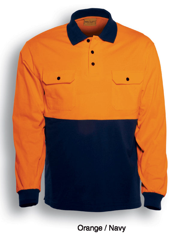 Hi-Vis Cotton Jersey Polo L/S