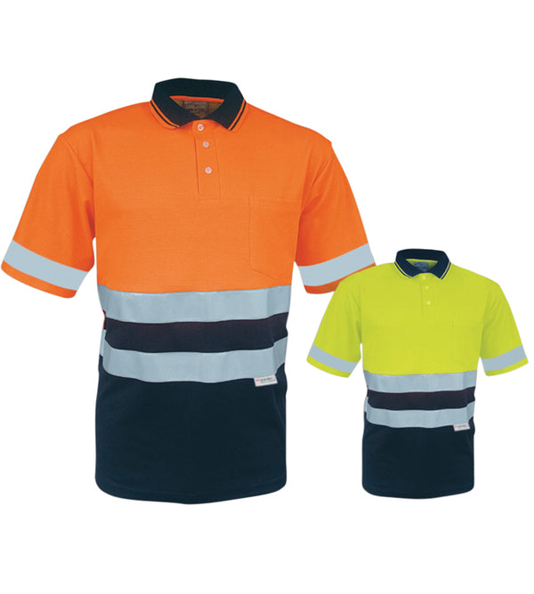 High-Vis S/S Polyface / Cotton Back Polo With Reflective Tap