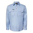 LIGHTWEIGHT LONG SLEEVE HALF PLACKET COTTON DRILL SHIRT WITH CONTRAST BUTTONS WS3029