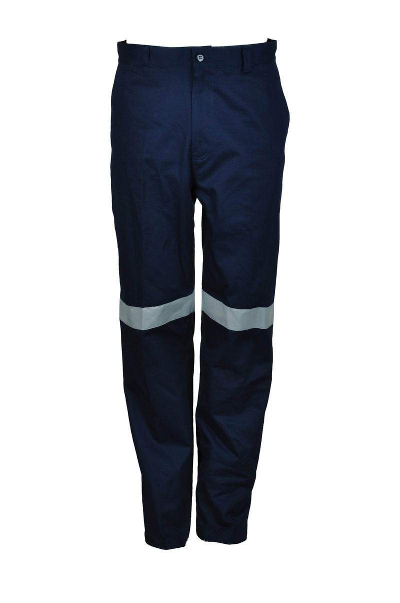 Cotton Drill Work Pants With Reflective Tape