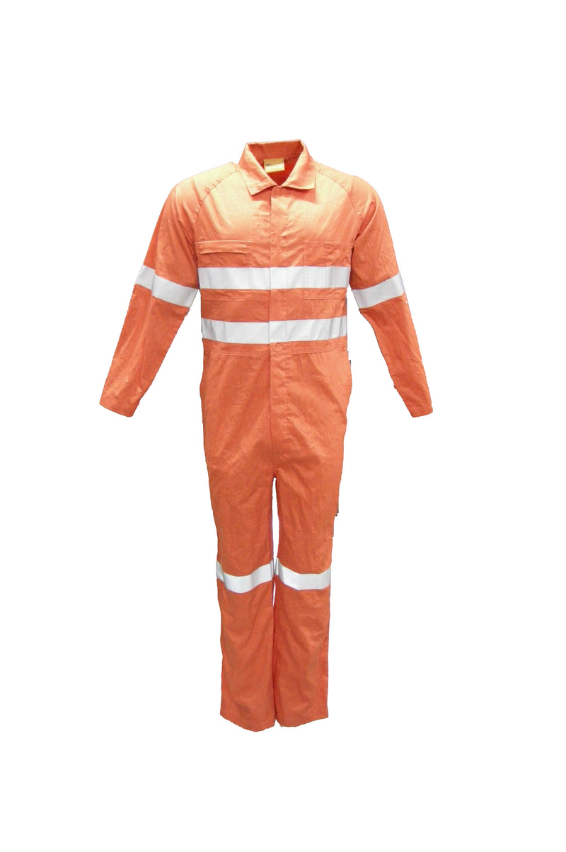 Hi-Vis Cotton Drill Overalls With X Pattern Reflective Tape