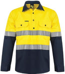 HI VIS TWO TONE HALF PLACKET COTTON DRILL SHIRT WITH SEMI GUSSET SLEEVES AND CSR REFLECTIVE TAPE WS6033