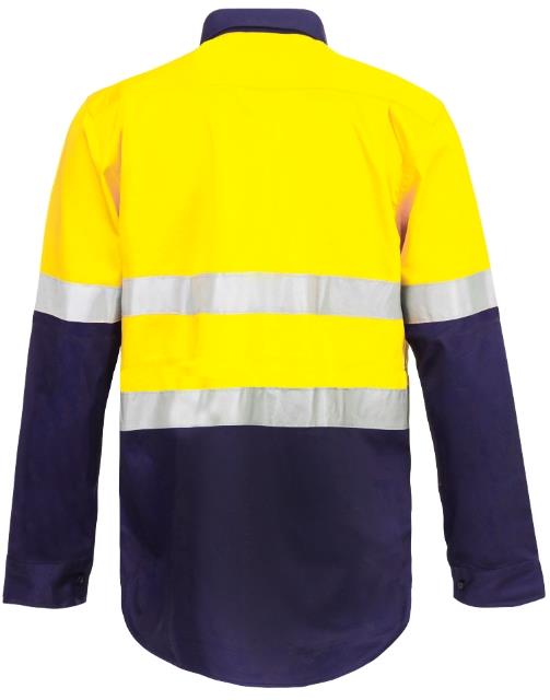 HI VIS TWO TONE HALF PLACKET COTTON DRILL SHIRT WITH SEMI GUSSET SLEEVES AND CSR REFLECTIVE TAPE WS6033