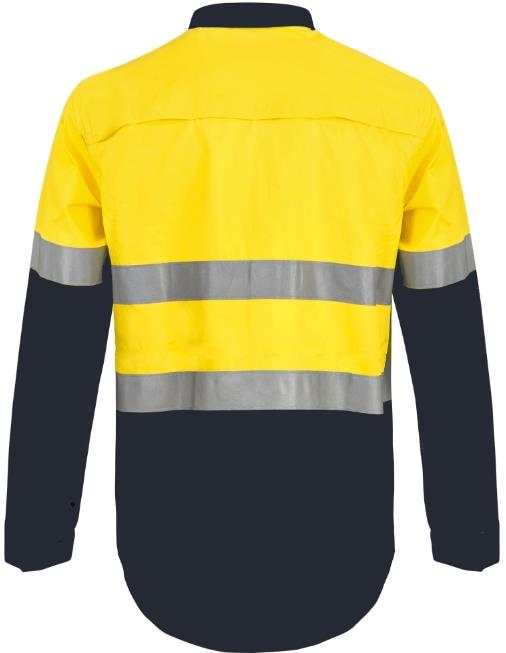 LIGHTWEIGHT HI VIS TWO TONE HALF PLACKET VENTED COTTON DRILL SHIRT WITH SEMI GUSSET SLEEVES AND CSR REFLECTIVE TAPE WS6032