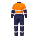 HI VIS TWO TONE COTTON DRILL COVERALLS WITH INDUSTRIAL LAUNDRY REFLECTIVE TAPE WC3063