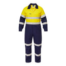 HI VIS TWO TONE COTTON DRILL COVERALLS WITH INDUSTRIAL LAUNDRY REFLECTIVE TAPE WC3063
