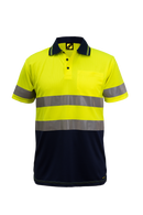 HI VIS TWO TONE SHORT SLEEVE MICROMESH POLO WITH POCKET AND CSR REFLECTIVE TAPE WSP410